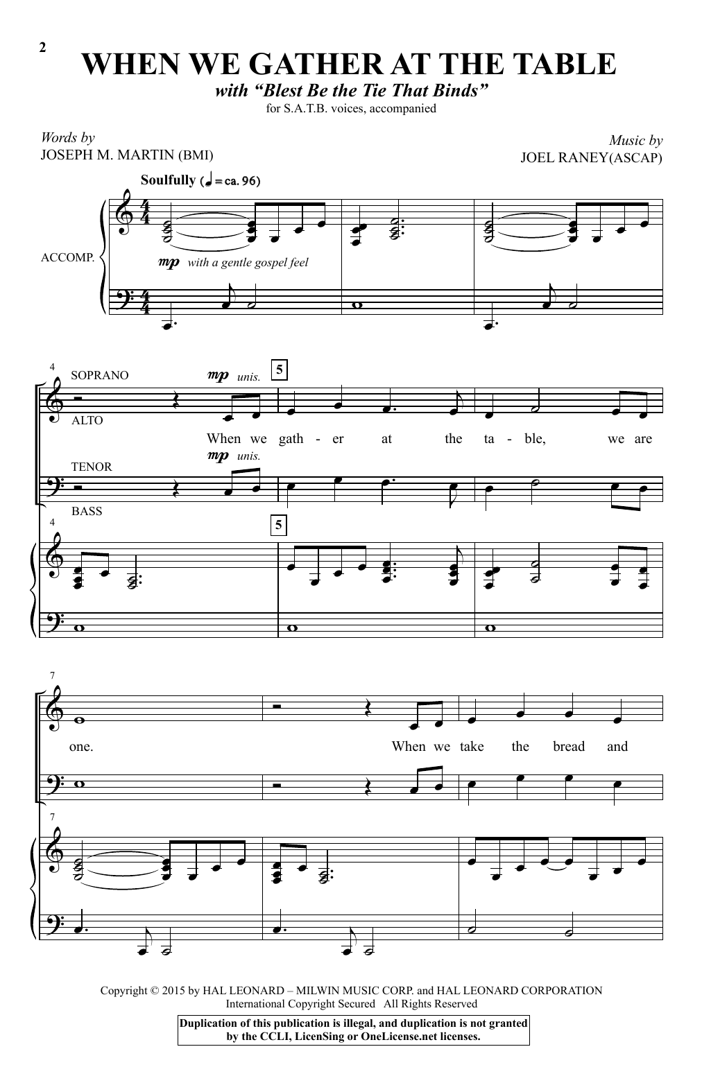 Learn to play Joseph M. Martin When We Gather At The Table sheet music for SATB Choir in minutes. Price: 3.9900$ Joseph M. Martin When We Gather At The Table sheet music notes and chords arranged for SATB Choir