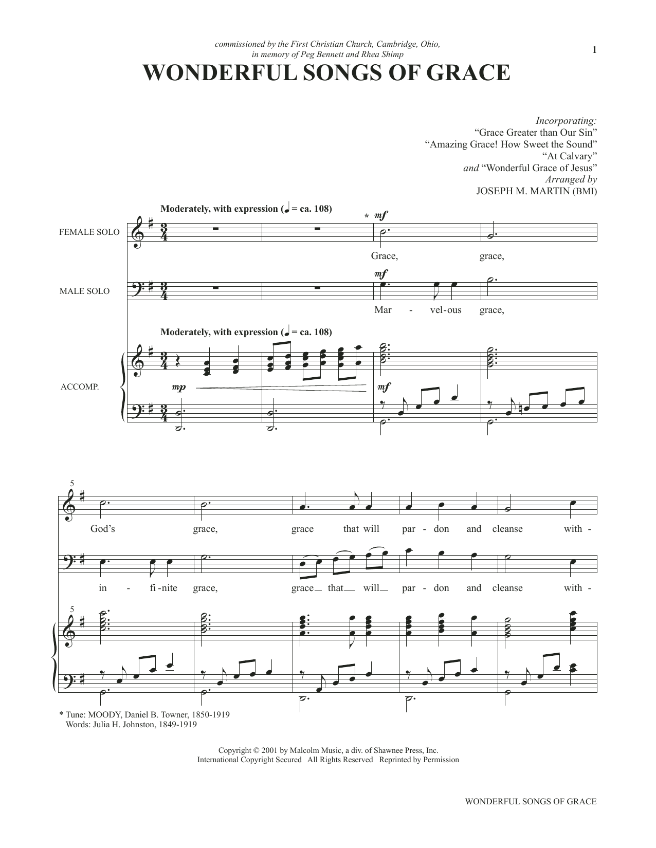 Learn to play Joseph M. Martin Wonderful Songs of Grace (from Voices Together: Duets for Sanctuary Singers) sheet music for Vocal Duet in minutes. Price: 6.9900$ Joseph M. Martin Wonderful Songs of Grace (from Voices Together: Duets for Sanctuary Singers) sheet music notes and chords arranged for Vocal Duet