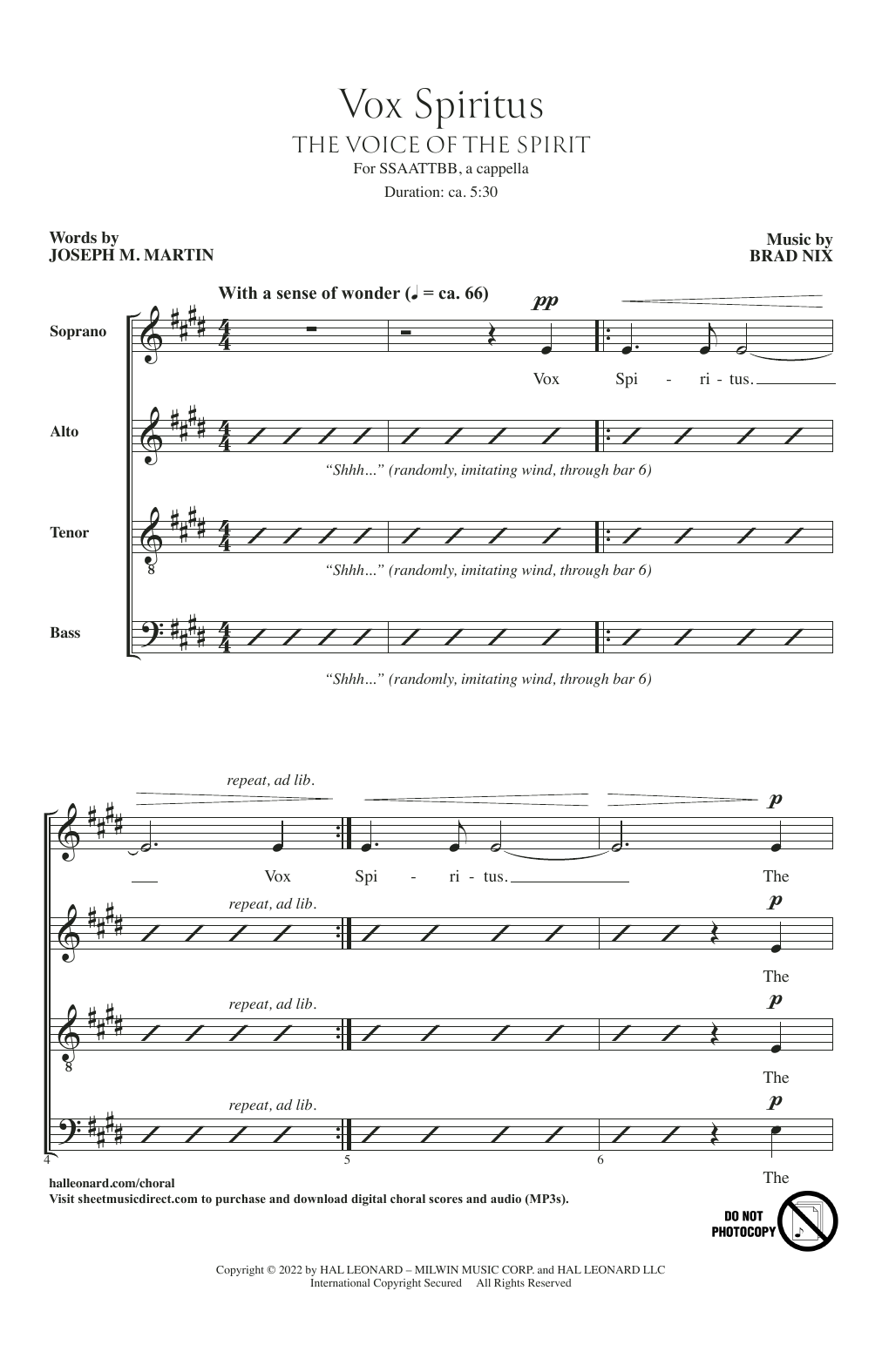 Learn to play Joseph M. Martin and Brad Nix Vox Spiritus (The Voice Of The Spirit) sheet music for SATB Choir in minutes. Price: 3.9900$ Joseph M. Martin and Brad Nix Vox Spiritus (The Voice Of The Spirit) sheet music notes and chords arranged for SATB Choir