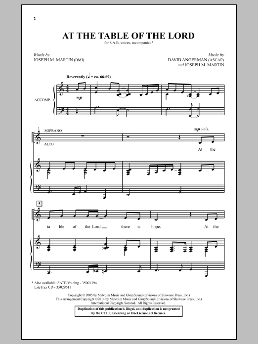 Learn to play Joseph Martin At The Table Of The Lord sheet music for SAB Choir in minutes. Price: 3.9900$ Joseph Martin At The Table Of The Lord sheet music notes and chords arranged for SAB Choir