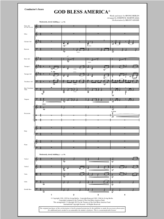 Learn to play Joseph Martin God Bless America - Score sheet music for Choir Instrumental Pak in minutes. Price: 8.9900$ Joseph Martin God Bless America - Score sheet music notes and chords arranged for Choir Instrumental Pak