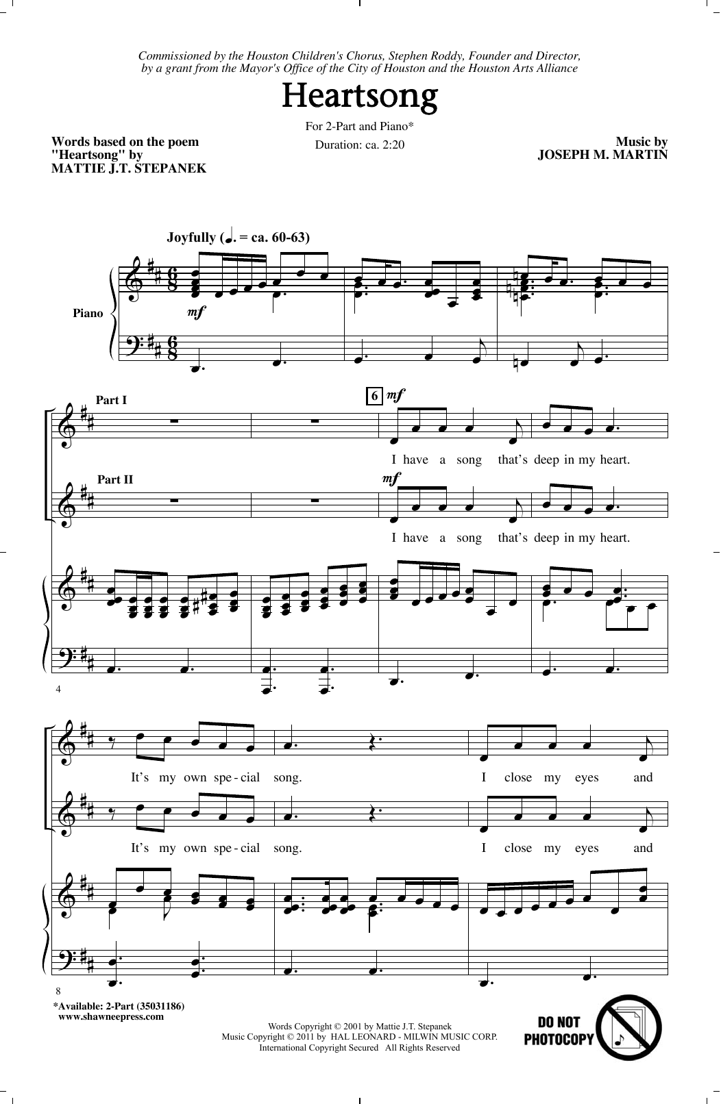 Joseph Martin Heartsong sheet music notes and chords. Download Printable PDF.