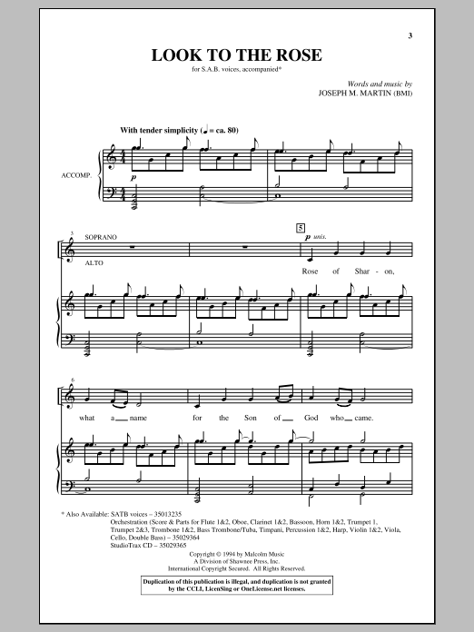 Learn to play Joseph Martin Look To The Rose sheet music for SAB Choir in minutes. Price: 3.9900$ Joseph Martin Look To The Rose sheet music notes and chords arranged for SAB Choir