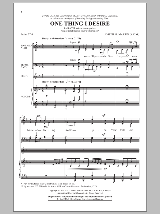 Learn to play Joseph Martin One Thing I Desire sheet music for SATB Choir in minutes. Price: 3.9900$ Joseph Martin One Thing I Desire sheet music notes and chords arranged for SATB Choir