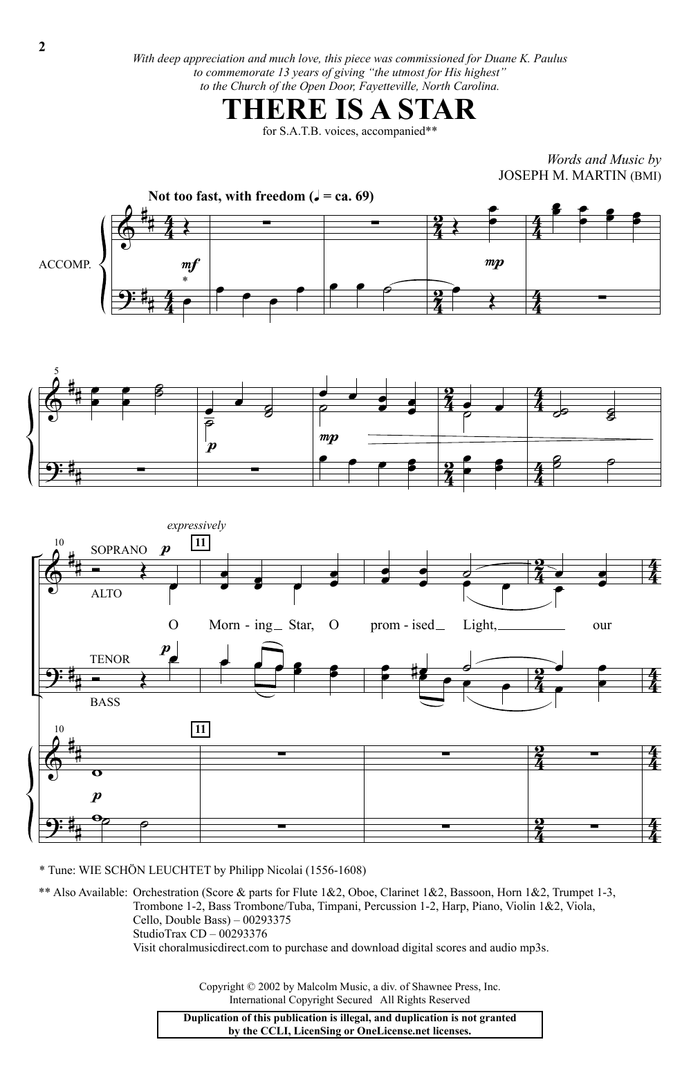 Joseph Martin There Is A Star sheet music notes and chords arranged for SATB Choir