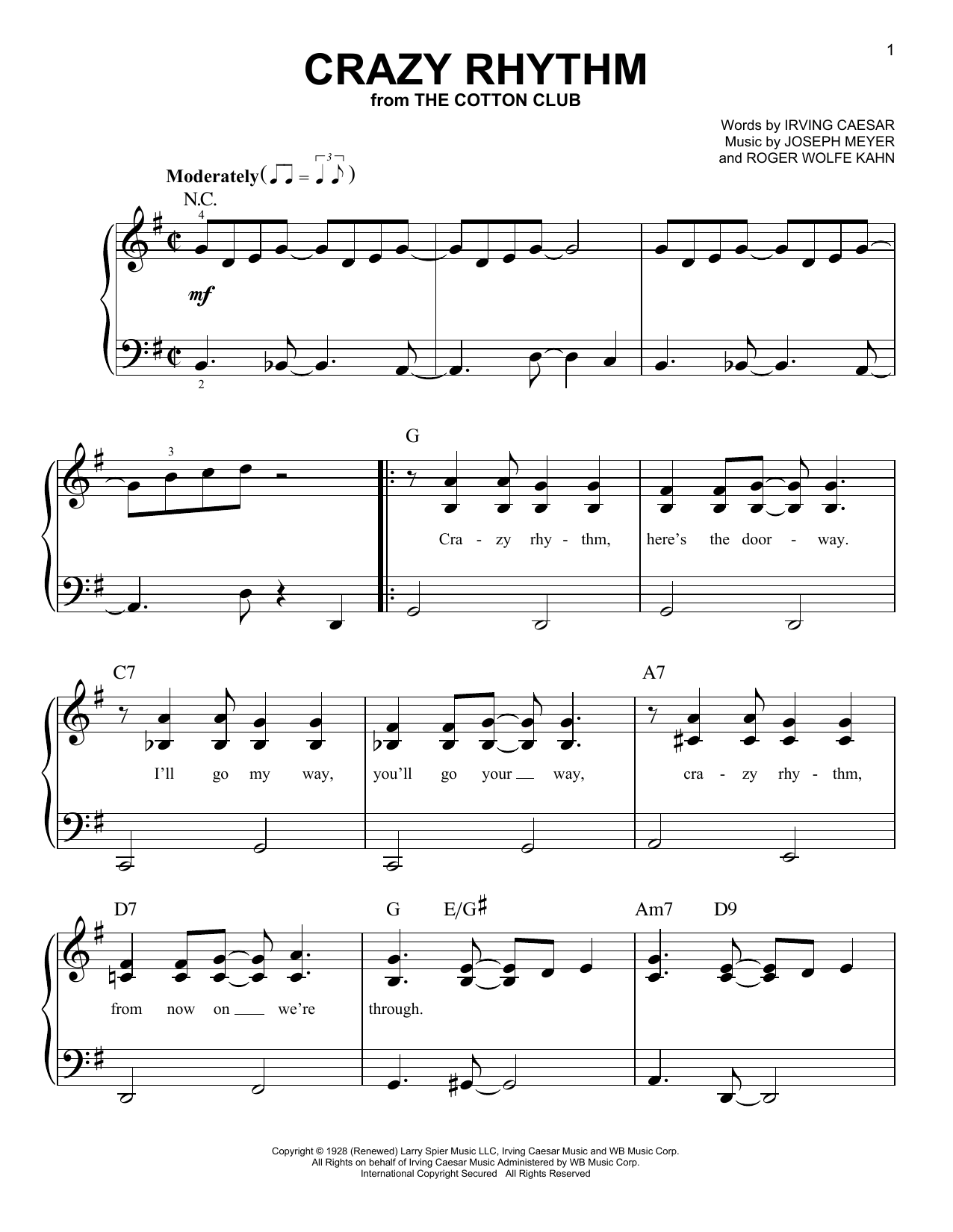 Joseph Meyer Crazy Rhythm sheet music notes and chords. Download Printable PDF.