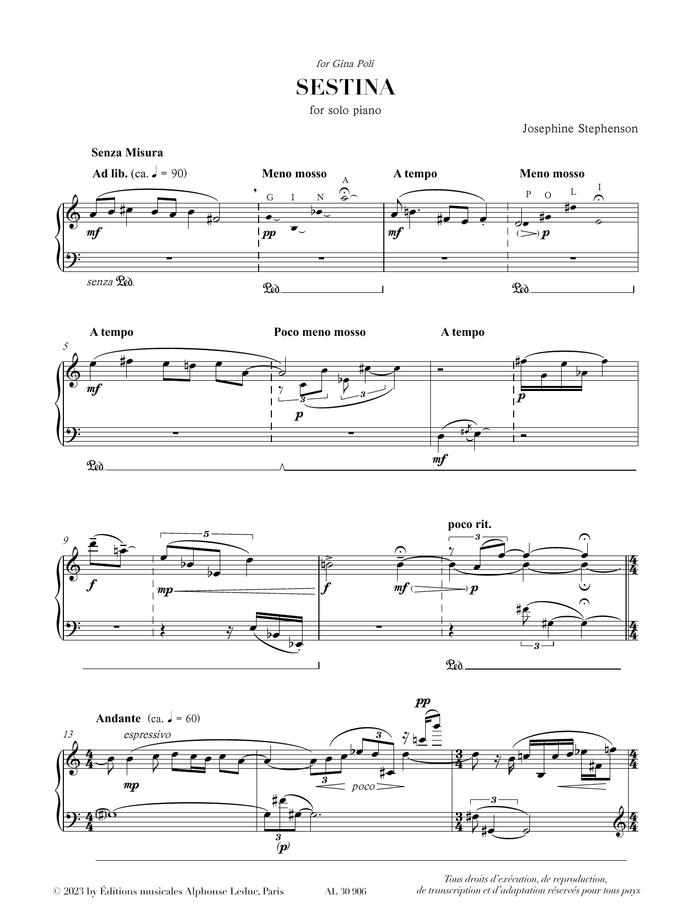 Josephine Stephenson Sestina sheet music notes and chords. Download Printable PDF.