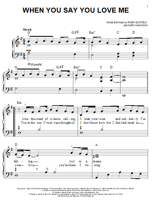 Josh Groban When You Say You Love Me sheet music notes and chords. Download Printable PDF.