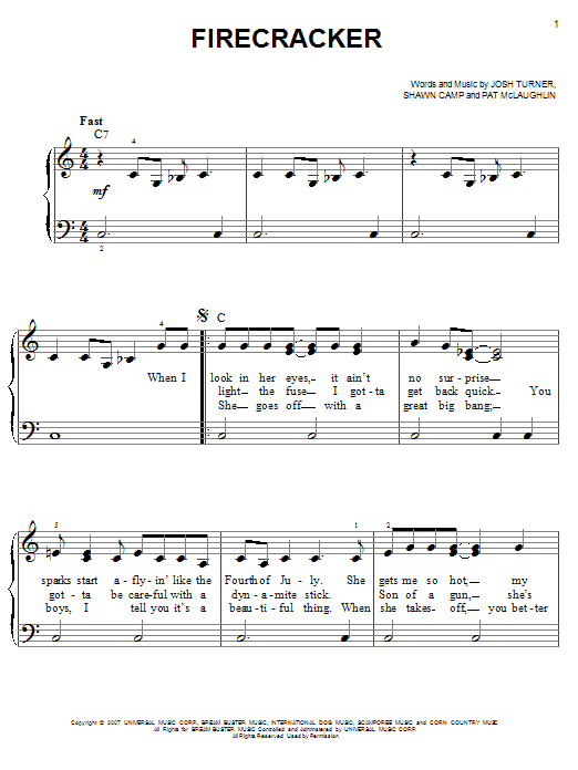 Josh Turner Firecracker sheet music notes and chords. Download Printable PDF.