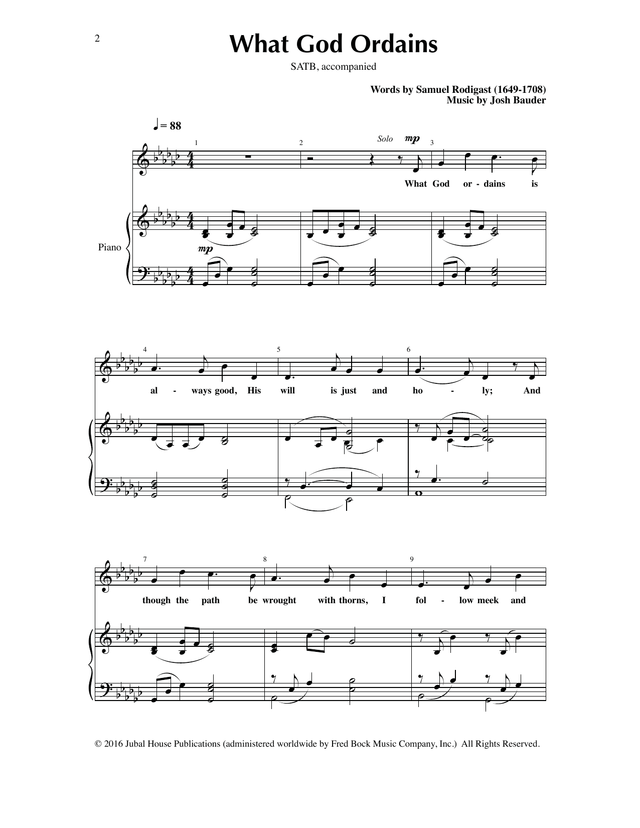 Learn to play Josh Bauder What God Ordains sheet music for SATB Choir in minutes. Price: 3.9900$ Josh Bauder What God Ordains sheet music notes and chords arranged for SATB Choir