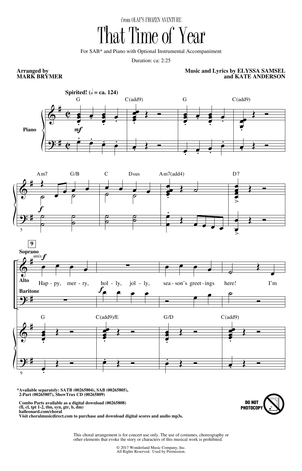 Learn to play Josh Gad, Idina Menzel & Kristen Bell That Time Of Year (arr. Mark Brymer) sheet music for 2-Part Choir in minutes. Price: 3.9900$ Josh Gad, Idina Menzel & Kristen Bell That Time Of Year (arr. Mark Brymer) sheet music notes and chords arranged for 2-Part Choir