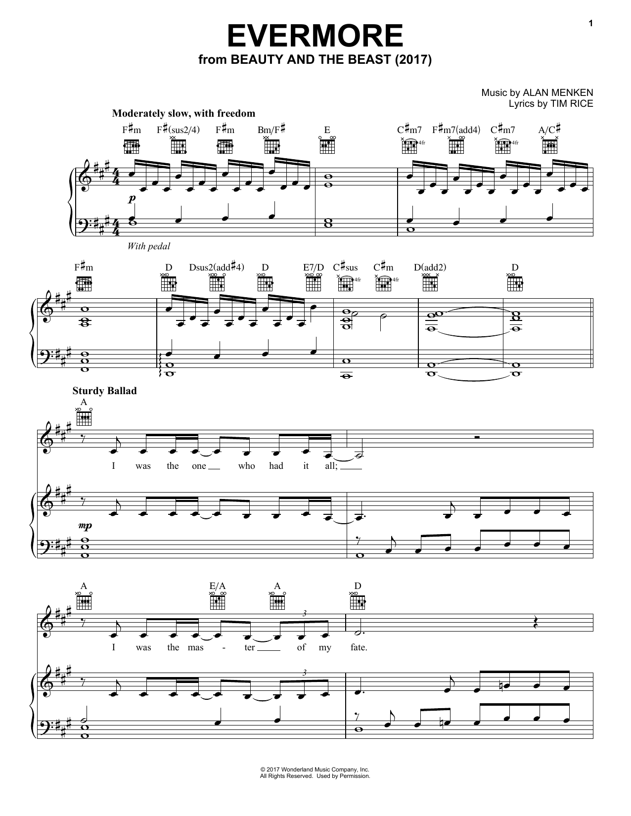 Alan Menken Evermore sheet music notes and chords. Download Printable PDF.