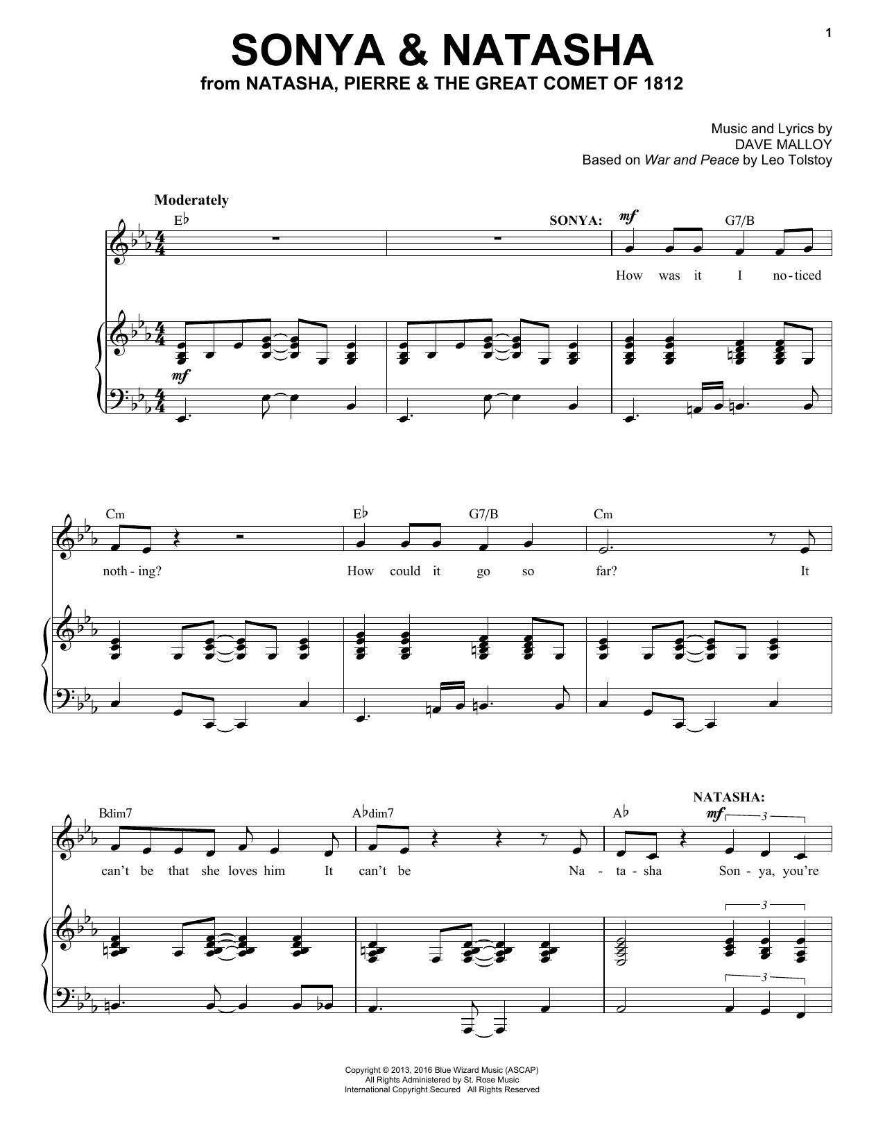 Josh Groban Sonya & Natasha (from Natasha, Pierre & The Great Comet of 1812) sheet music notes and chords. Download Printable PDF.