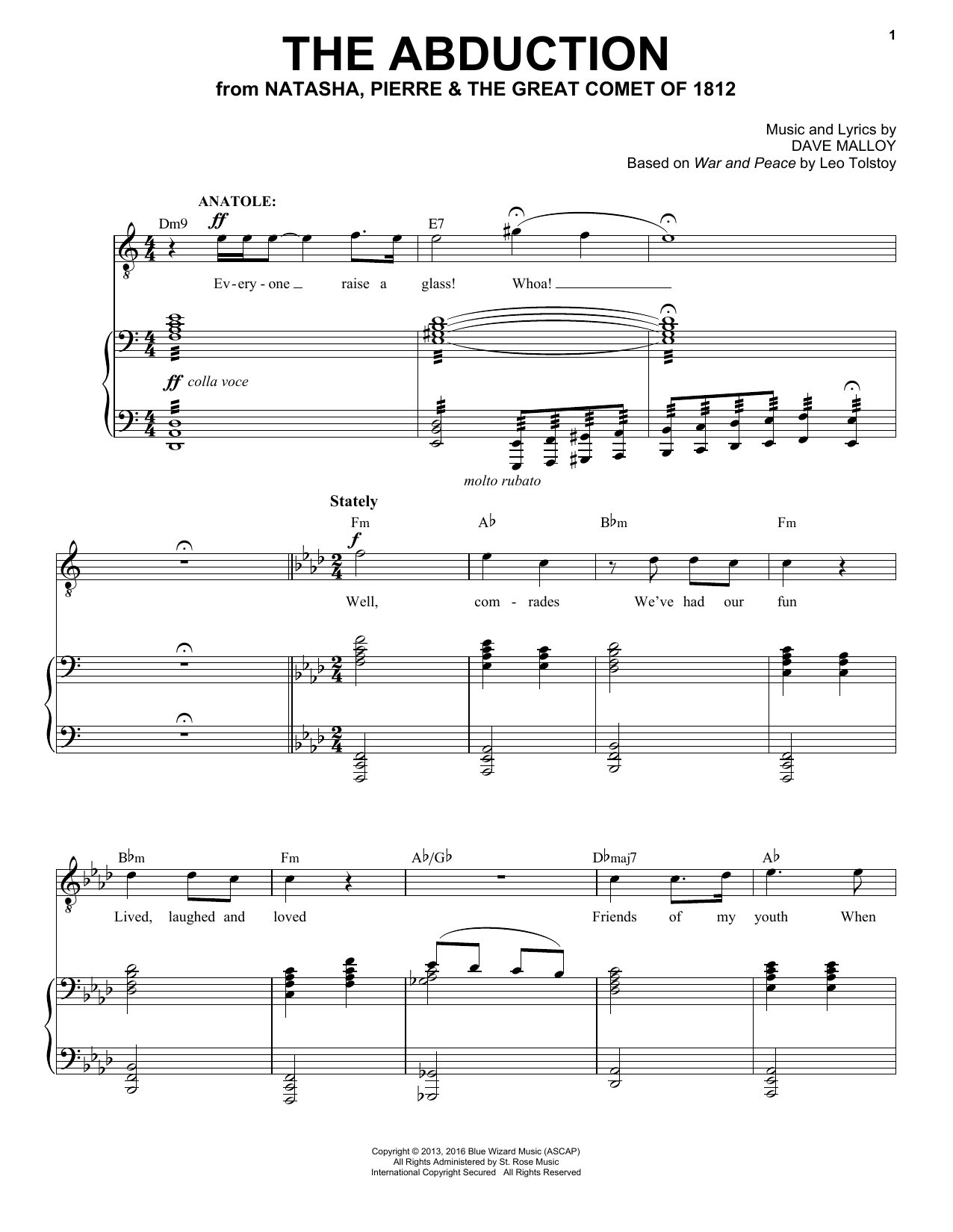 Josh Groban The Abduction (from Natasha, Pierre & The Great Comet of 1812) sheet music notes and chords. Download Printable PDF.