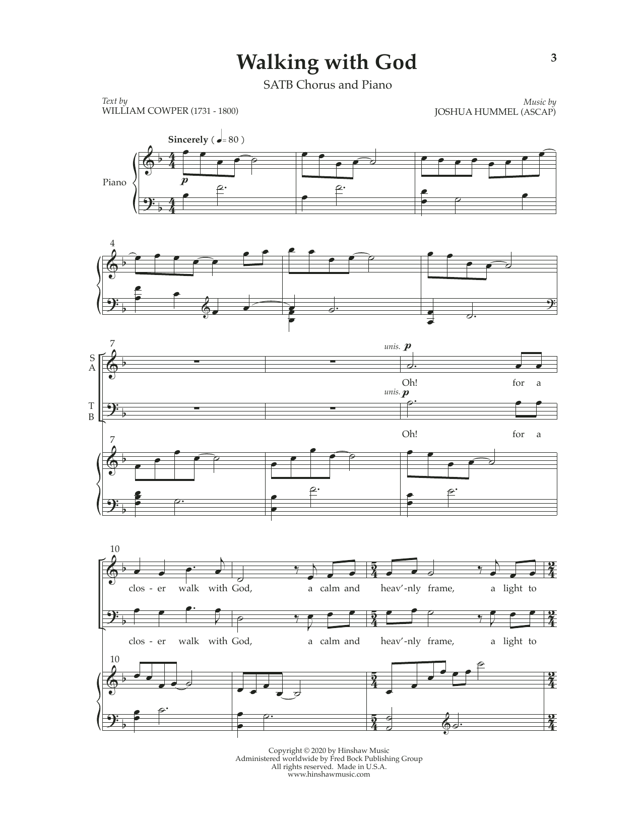 Josh Hummel Walking With God sheet music notes and chords. Download Printable PDF.