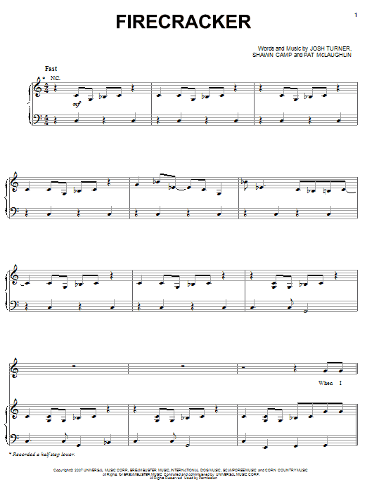 Josh Turner Firecracker sheet music notes and chords. Download Printable PDF.