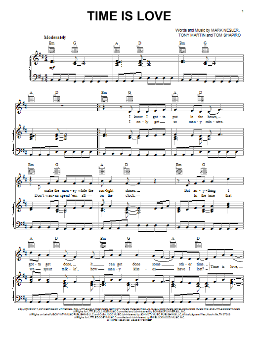 Josh Turner Time Is Love sheet music notes and chords. Download Printable PDF.