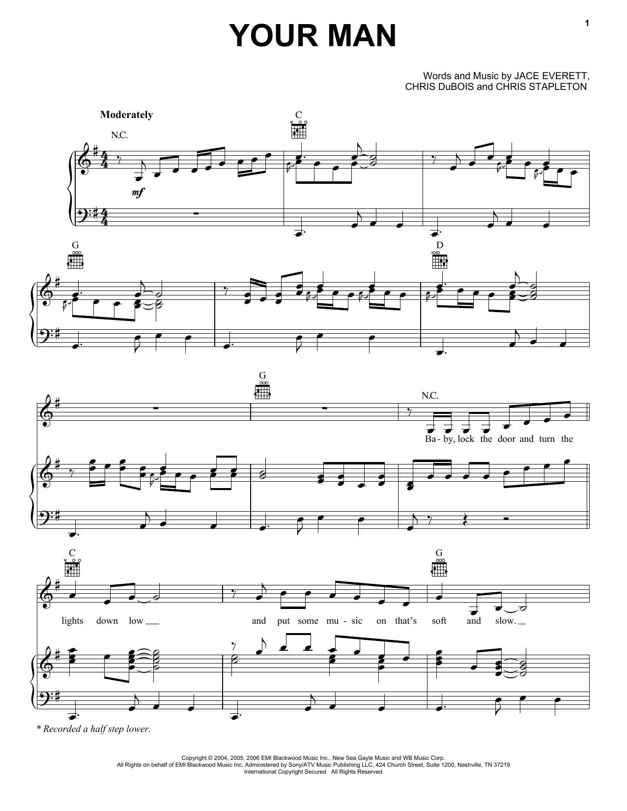 Josh Turner Your Man sheet music notes and chords. Download Printable PDF.