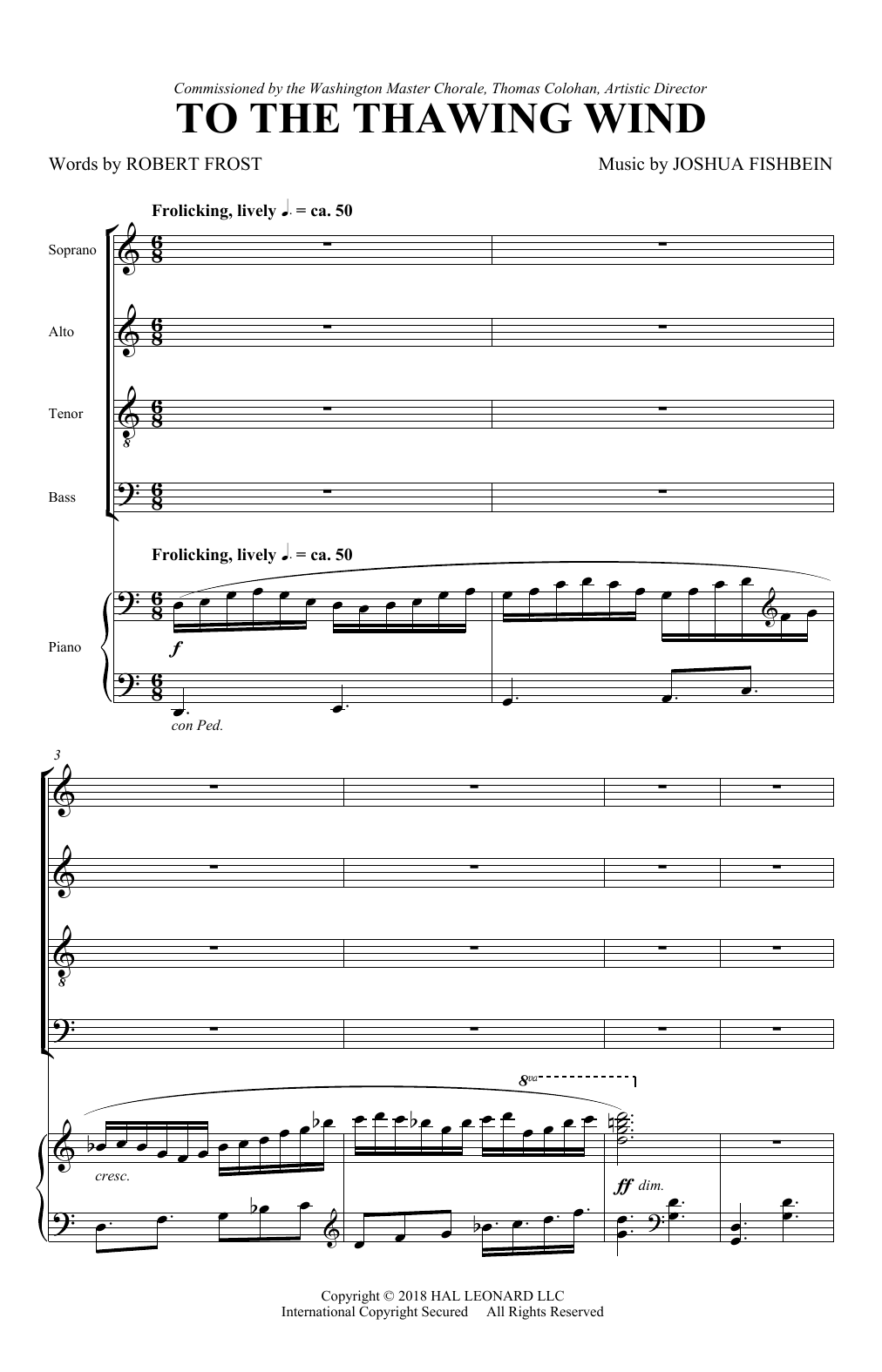 Learn to play Joshua Fishbein To The Thawing Wind sheet music for SATB Choir in minutes. Price: 3.9900$ Joshua Fishbein To The Thawing Wind sheet music notes and chords arranged for SATB Choir