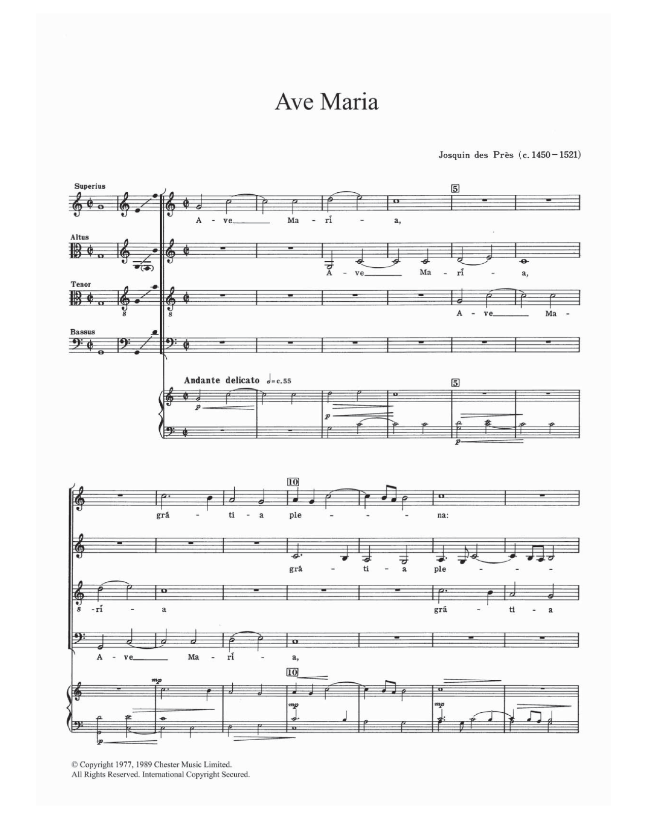 Josquin Des Pres Ave Maria sheet music notes and chords. Download Printable PDF.