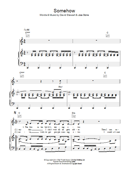 Joss Stone Somehow sheet music notes and chords. Download Printable PDF.