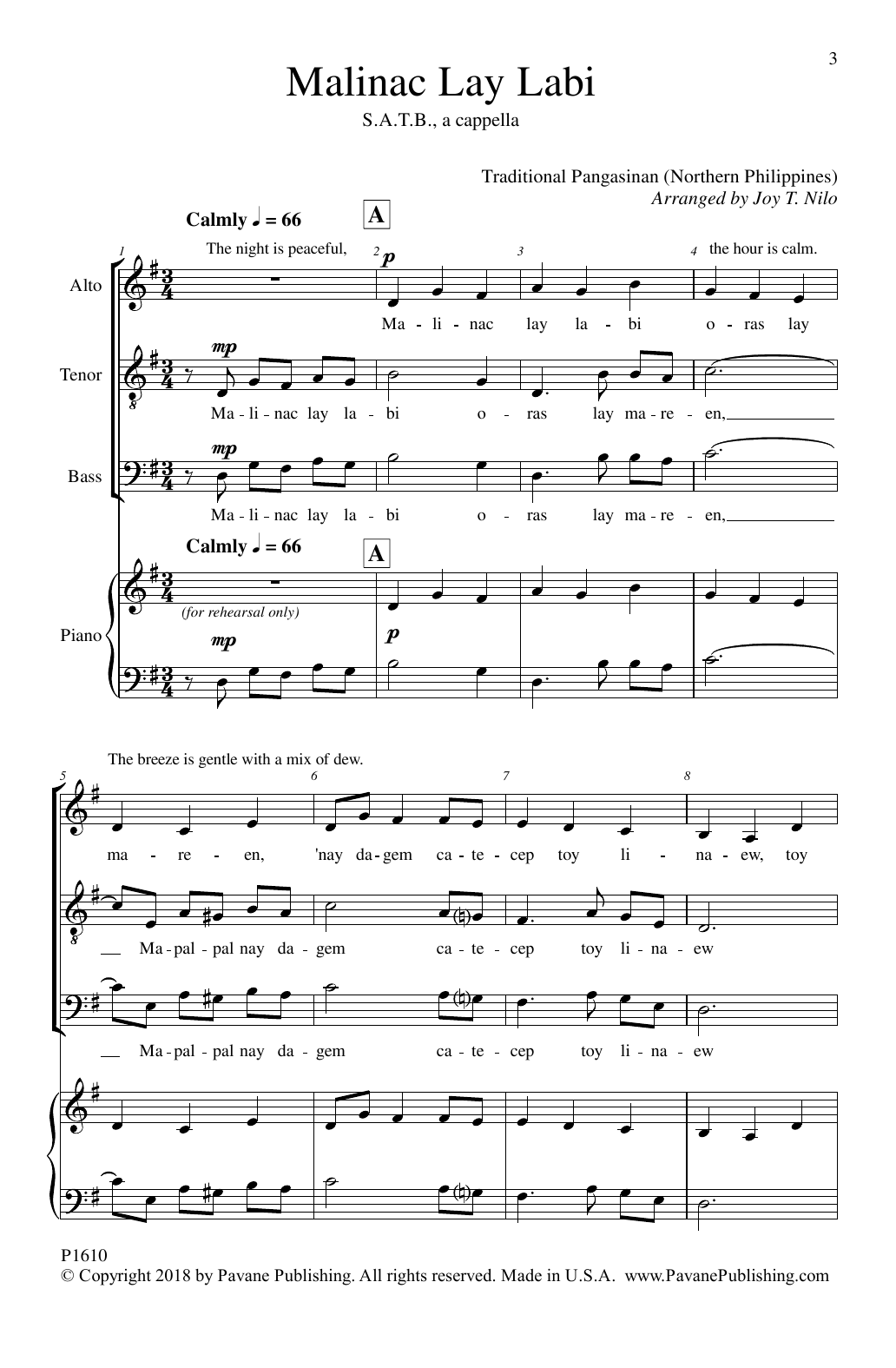 Learn to play Joy T. Nilo Malinac Lay Labi sheet music for SATB Choir in minutes. Price: 3.9900$ Joy T. Nilo Malinac Lay Labi sheet music notes and chords arranged for SATB Choir