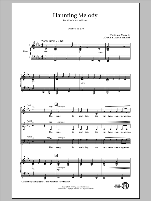 Joyce Eilers Haunting Melody sheet music notes and chords. Download Printable PDF.