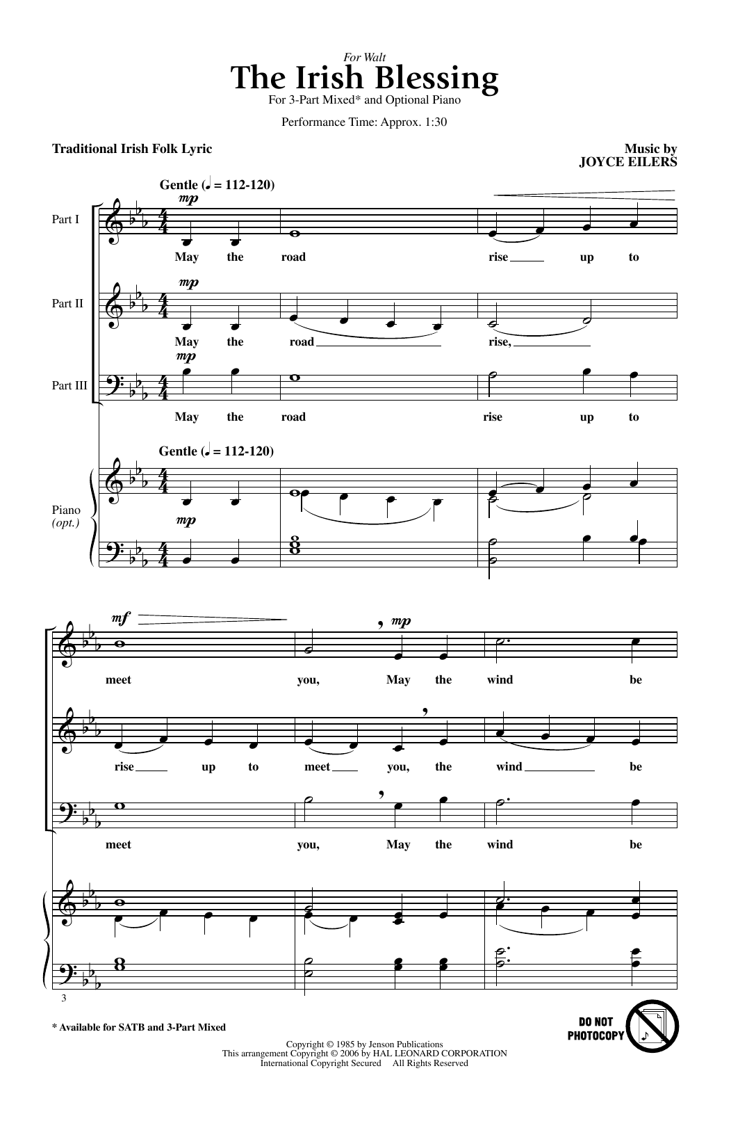 Joyce Eilers The Irish Blessing sheet music notes and chords. Download Printable PDF.