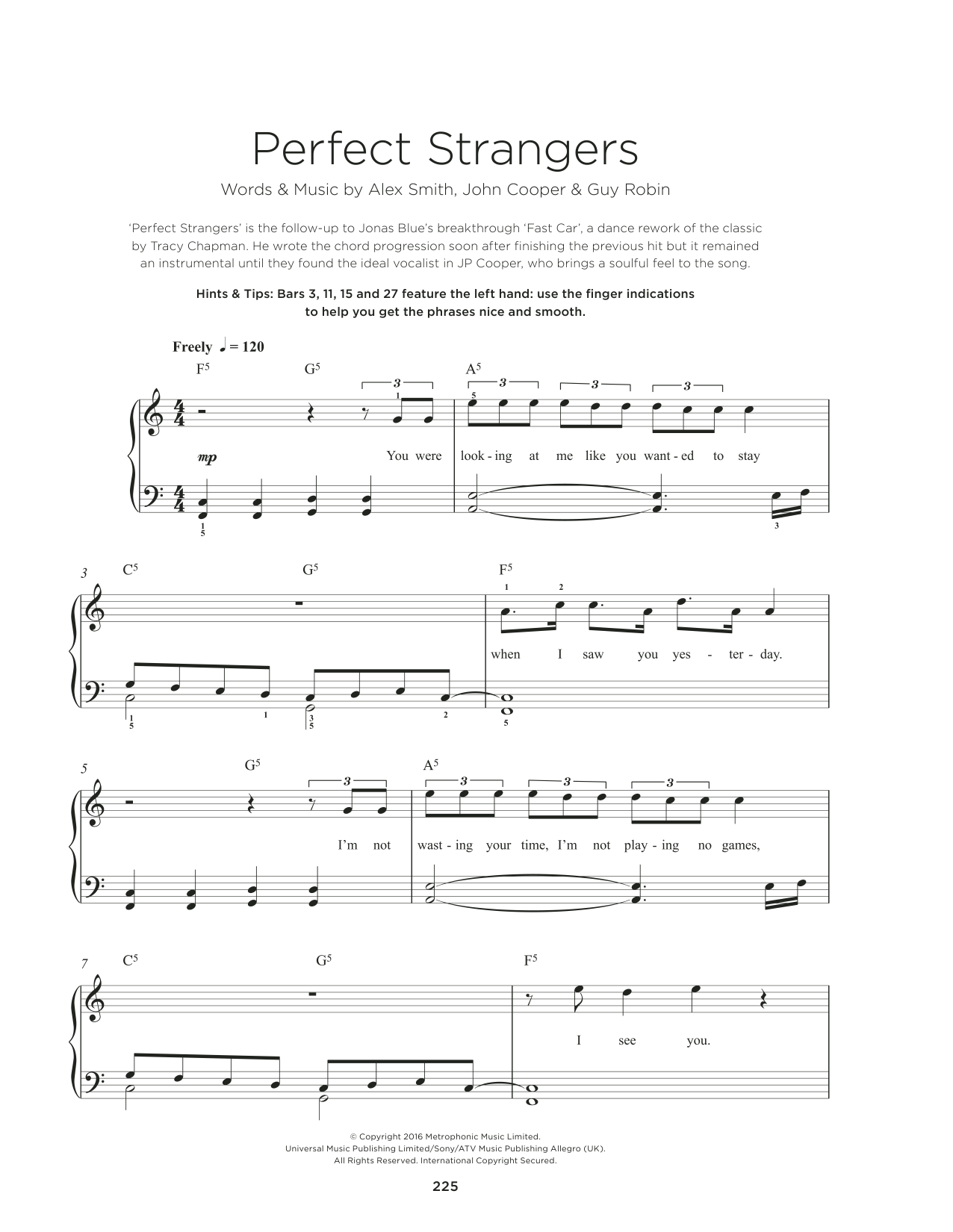 JP Cooper Perfect Strangers sheet music notes and chords. Download Printable PDF.