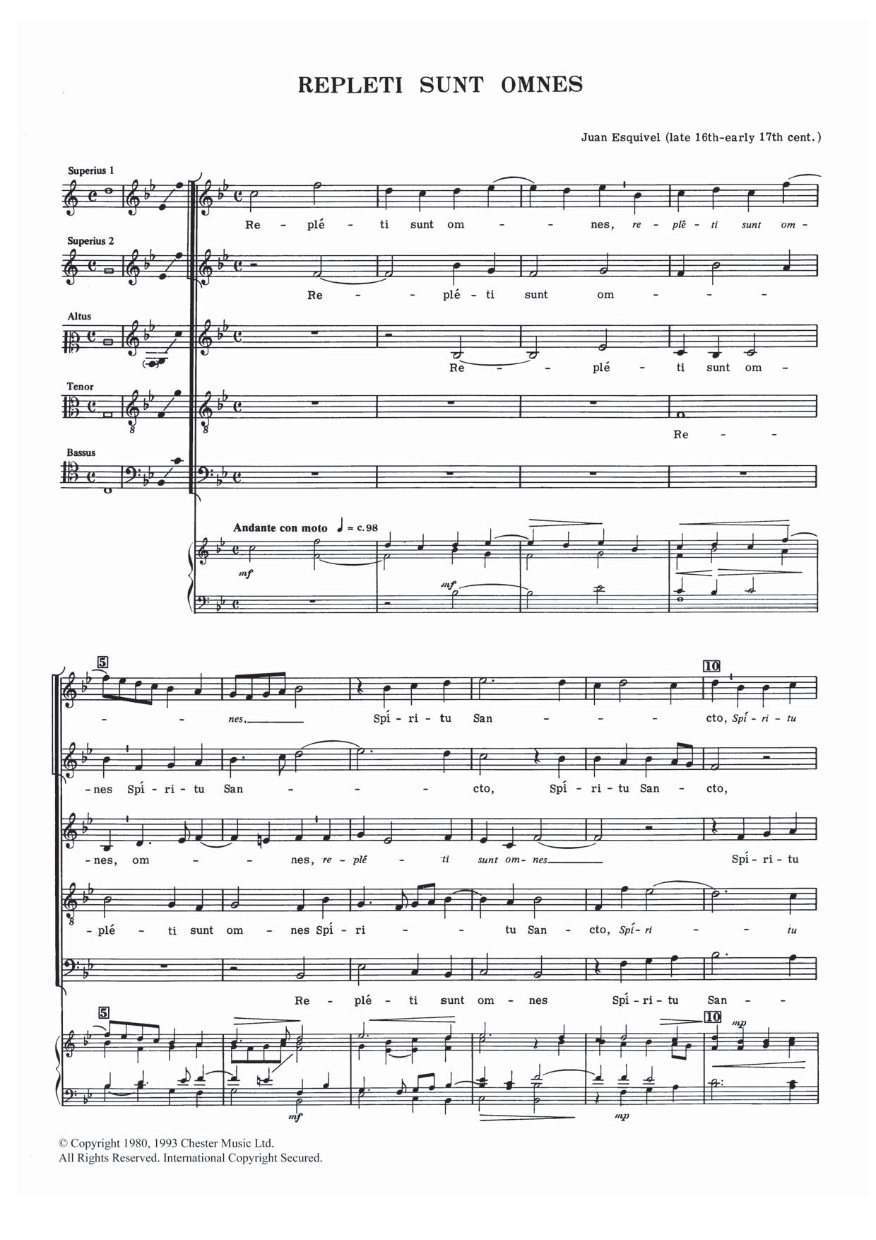 Juan Esquivel Repleti Sunt Omnes sheet music notes and chords. Download Printable PDF.