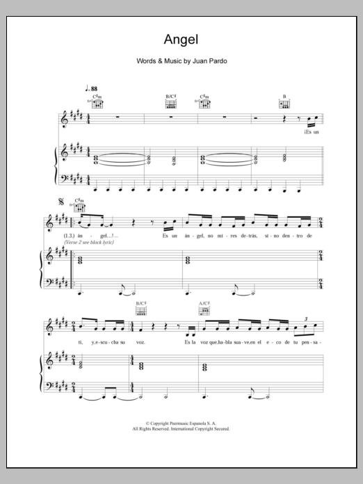 Juan Pardo Angel sheet music notes and chords. Download Printable PDF.