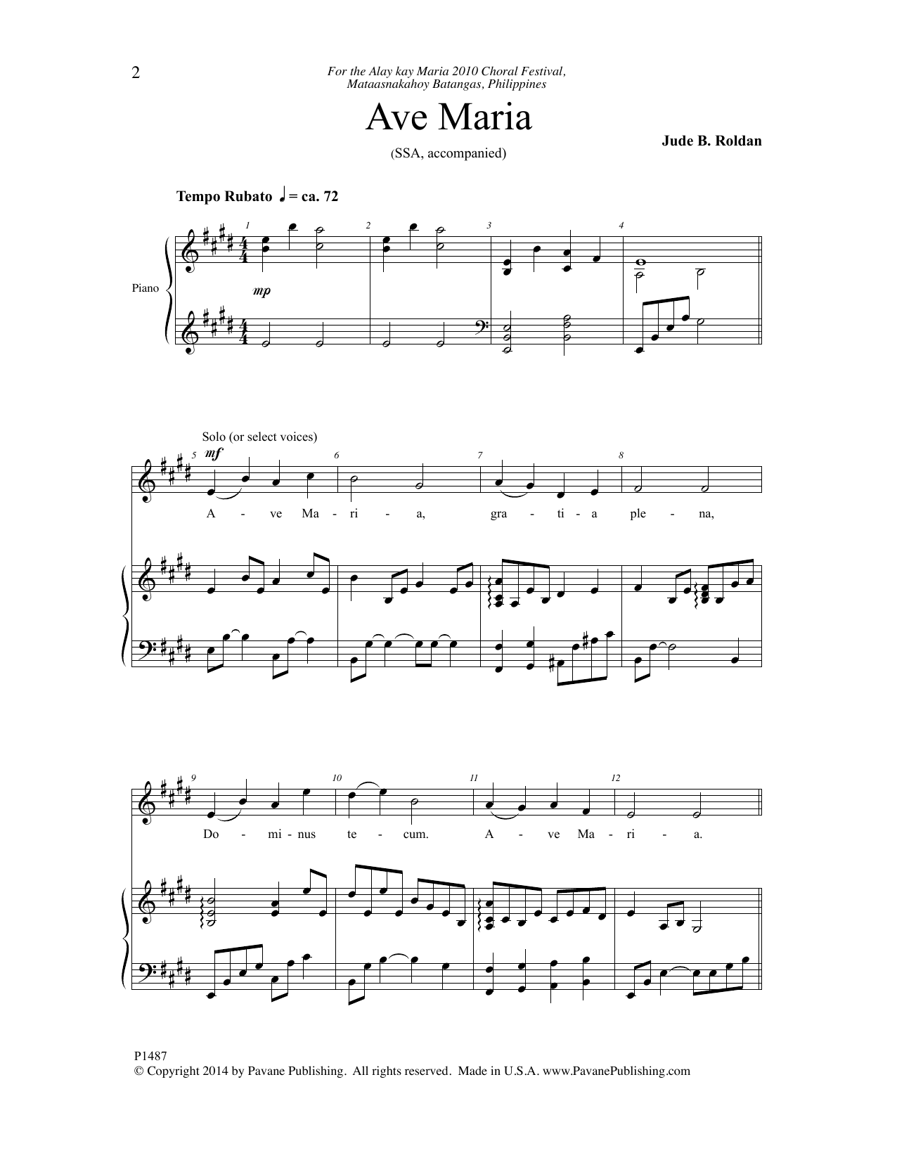 Jude B. Roldan Ave Maria sheet music notes and chords. Download Printable PDF.