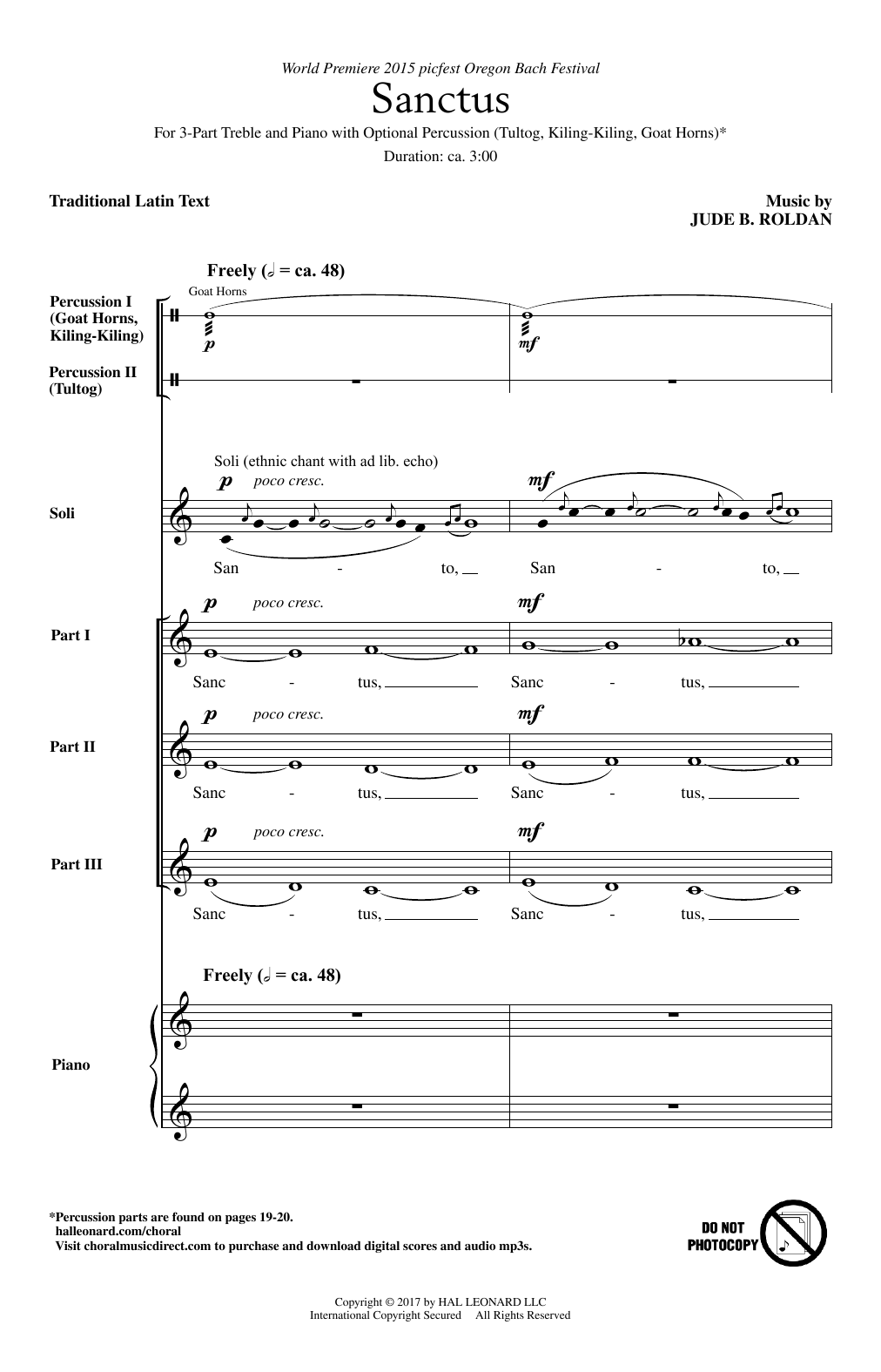 Jude B. Roldan Sanctus sheet music notes and chords. Download Printable PDF.