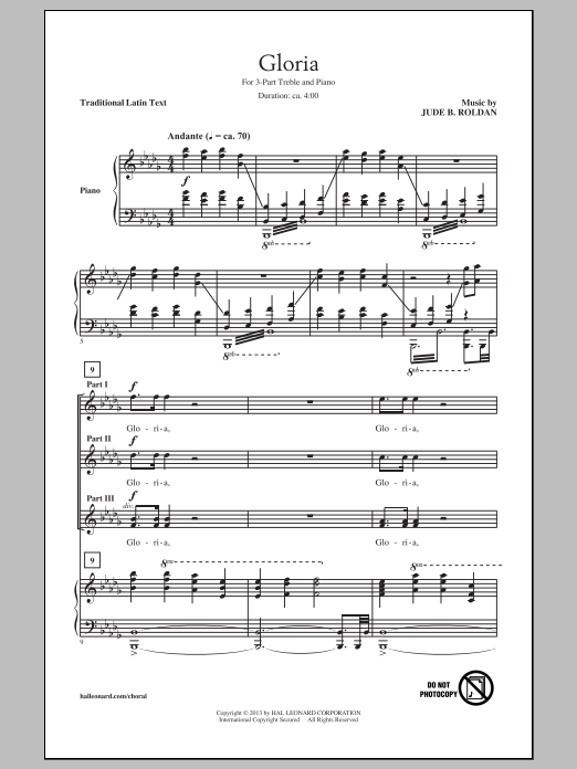 Jude Roldan Gloria sheet music notes and chords. Download Printable PDF.