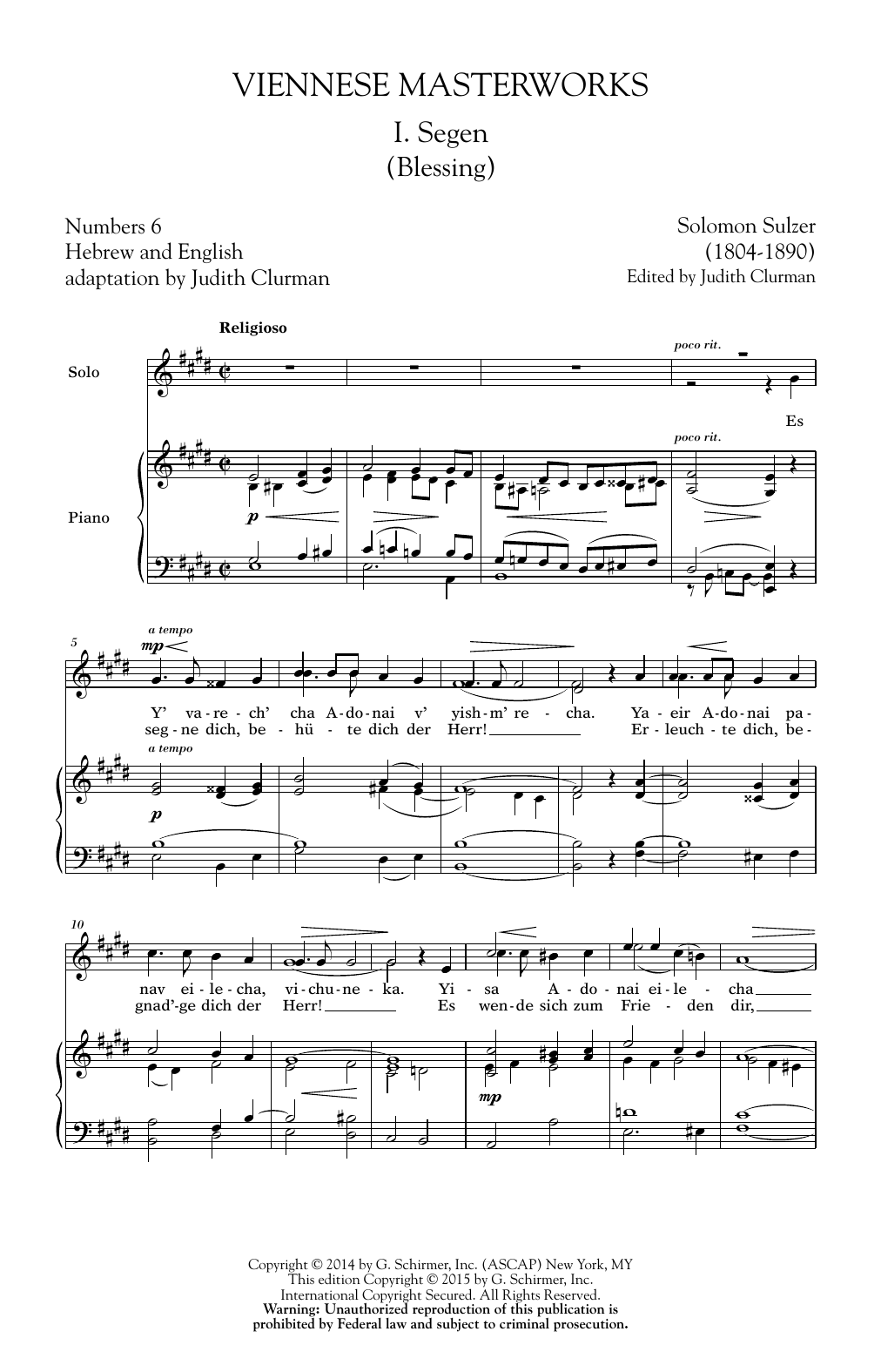 Judith Clurman Viennese Masterworks sheet music notes and chords. Download Printable PDF.