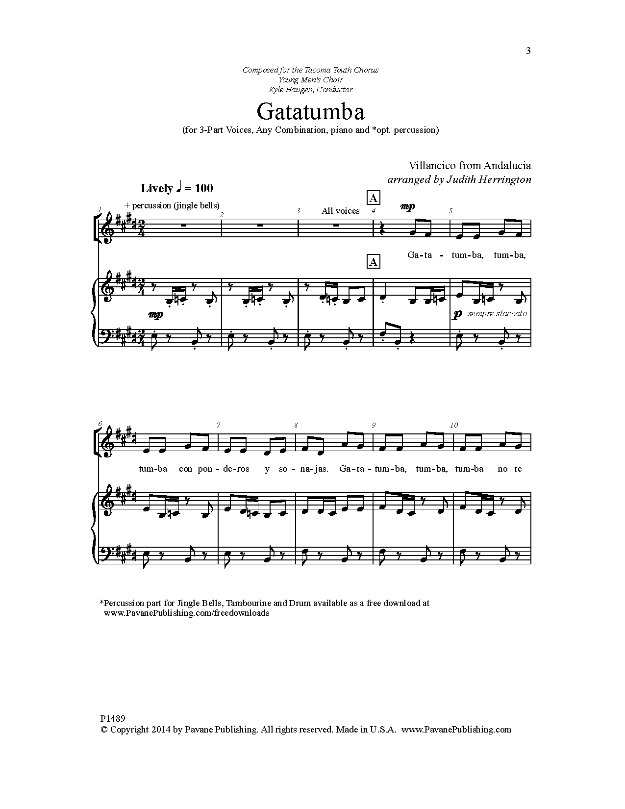 Judith Herrington Gatatumba sheet music notes and chords. Download Printable PDF.