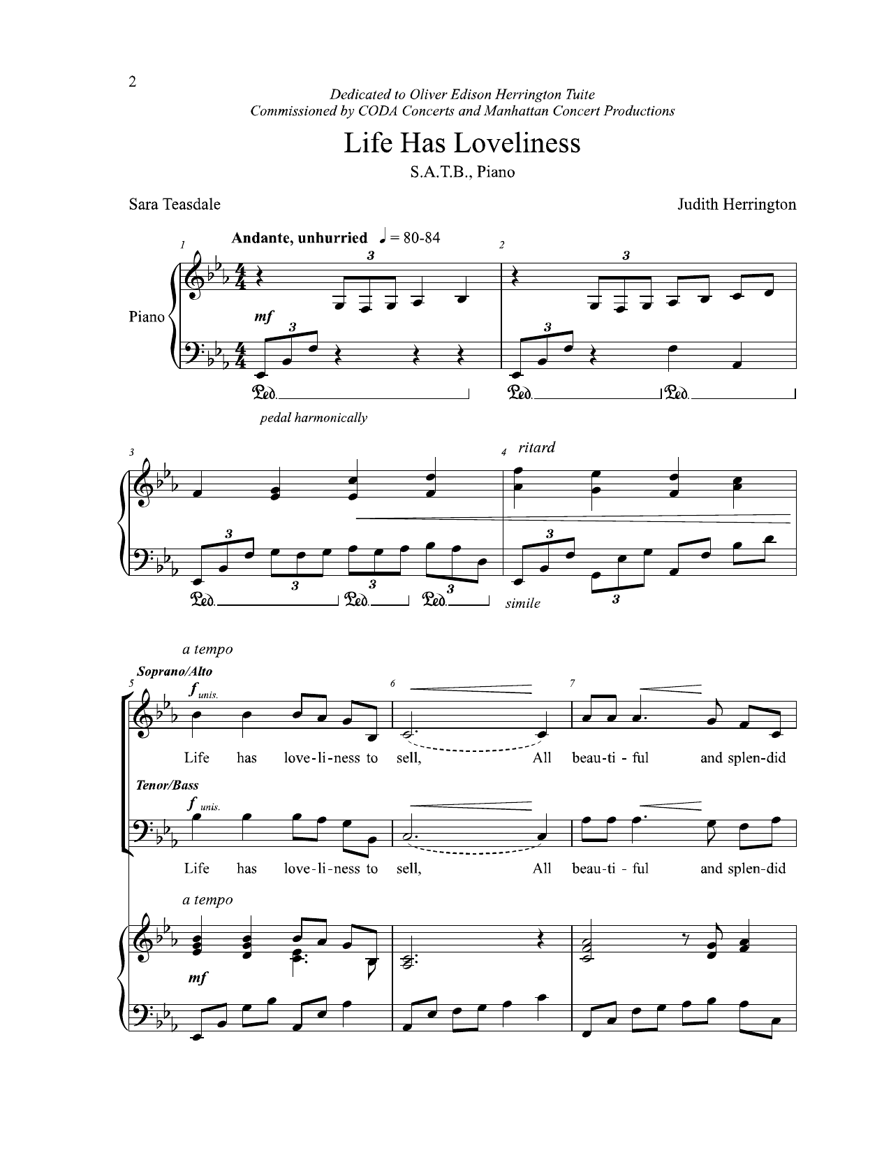 Judith Herrington Life Has Loveliness sheet music notes and chords. Download Printable PDF.