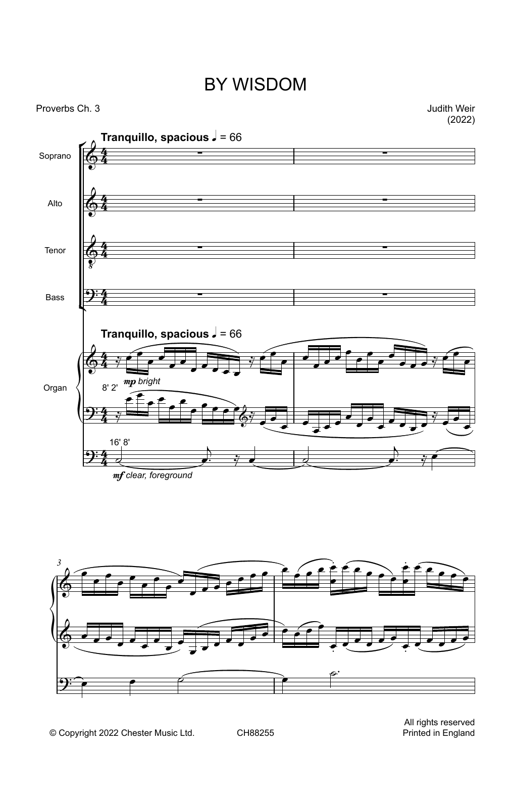 Judith Weir By Wisdom sheet music notes and chords. Download Printable PDF.