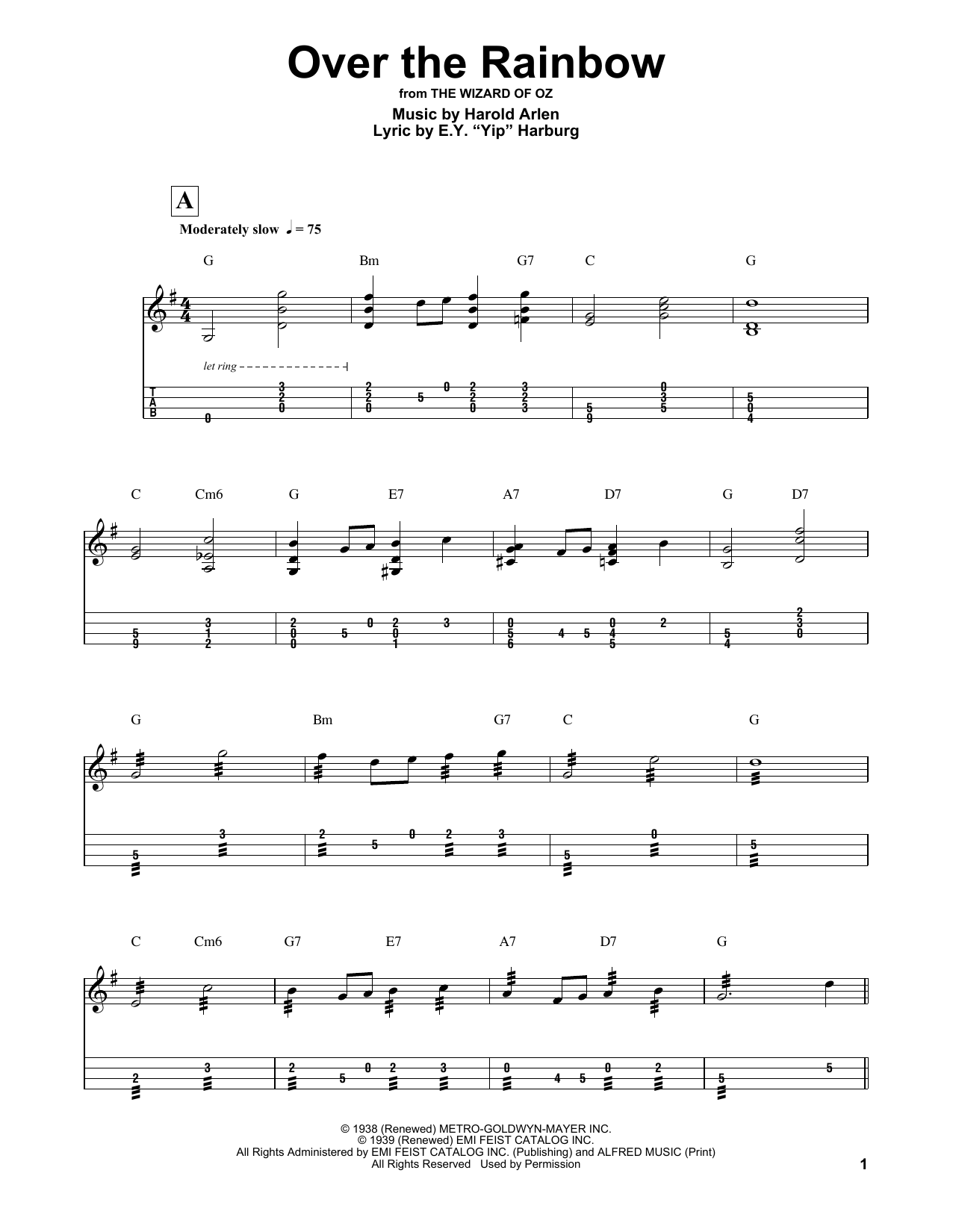 Judy Garland Over The Rainbow (from The Wizard of Oz) sheet music notes and chords. Download Printable PDF.