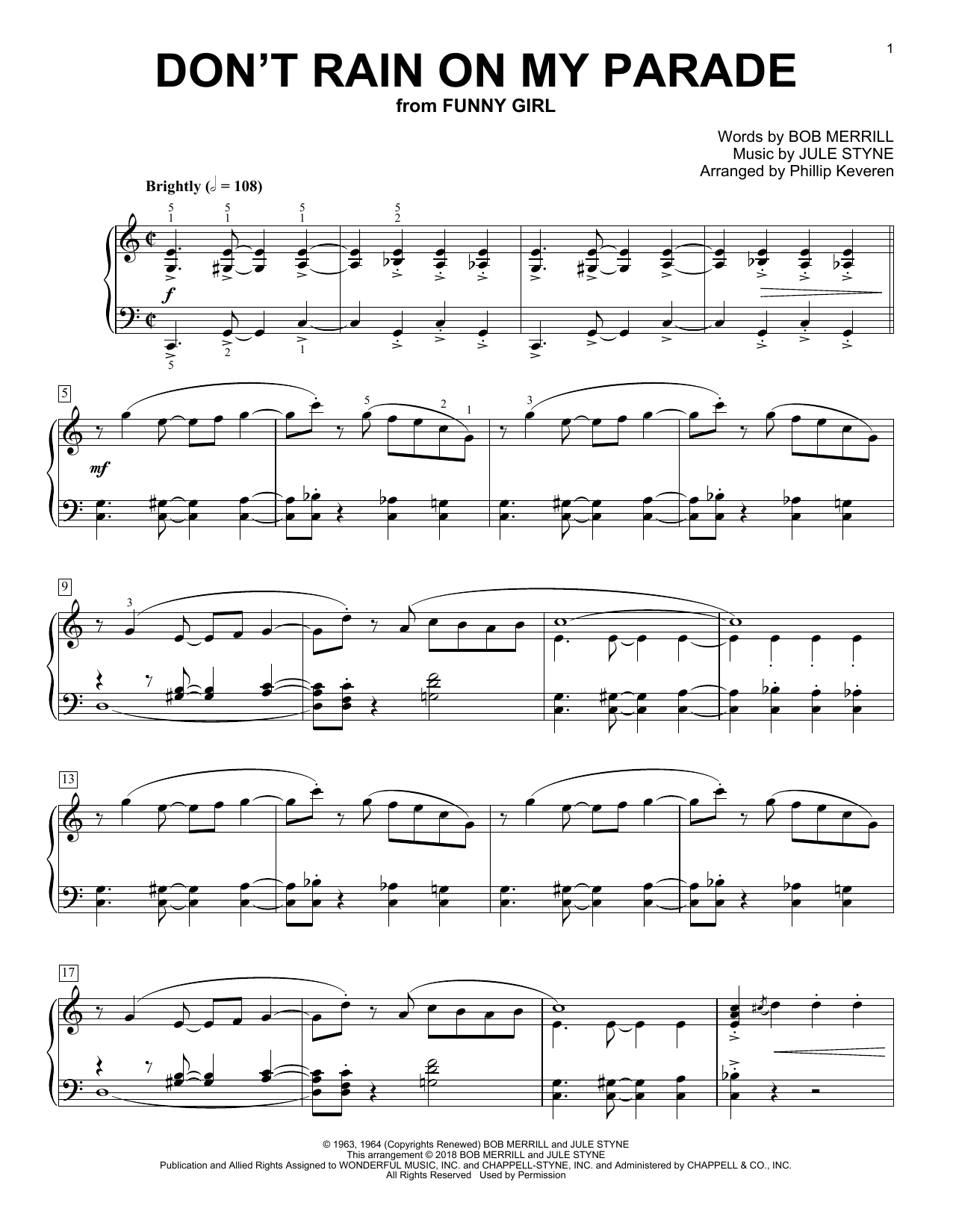 Learn to play Phillip Keveren Don't Rain On My Parade sheet music for Piano Solo in minutes. Price: 6.9900$ Phillip Keveren Don't Rain On My Parade sheet music notes and chords arranged for Piano Solo