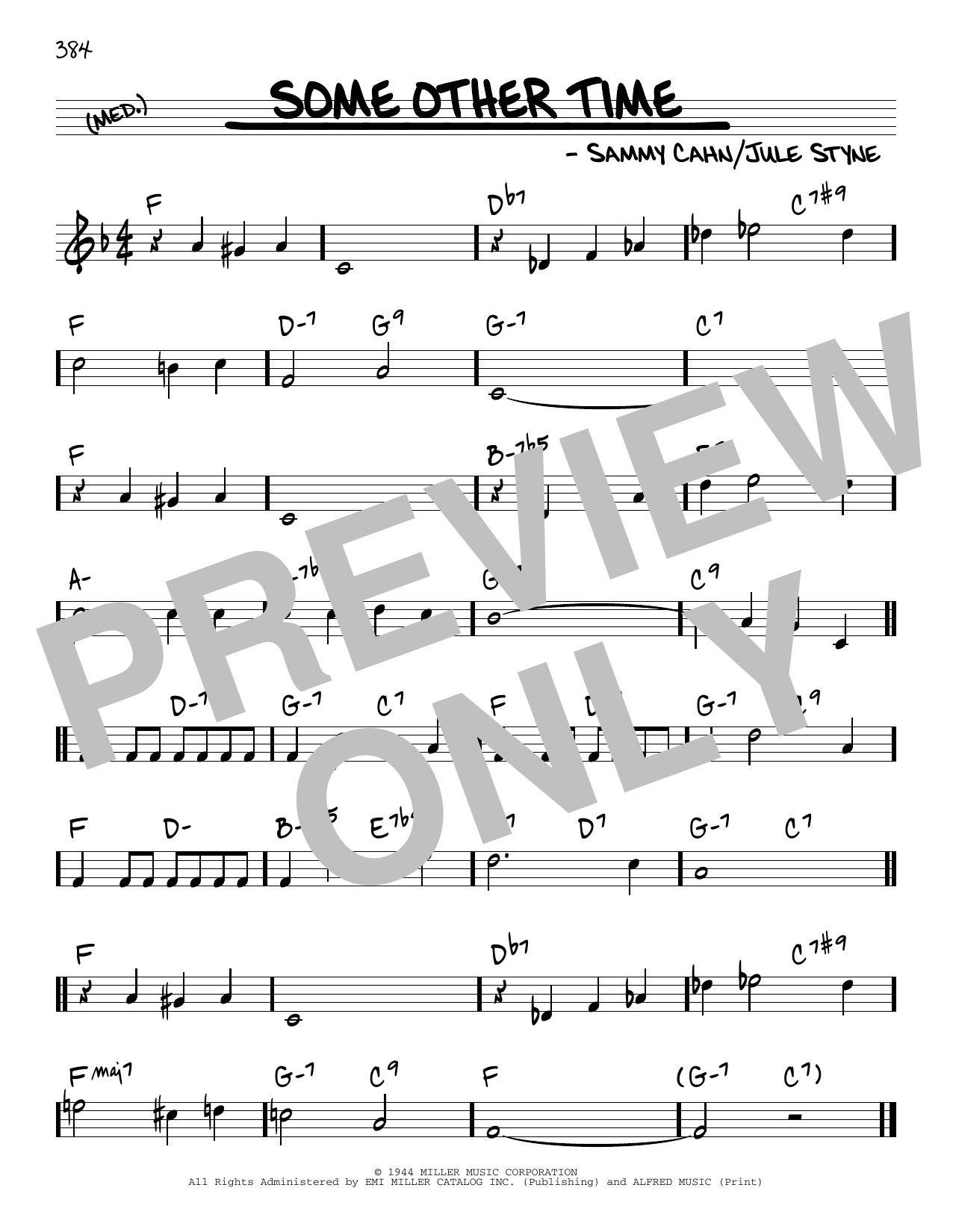 Jule Styne Some Other Time sheet music notes and chords. Download Printable PDF.