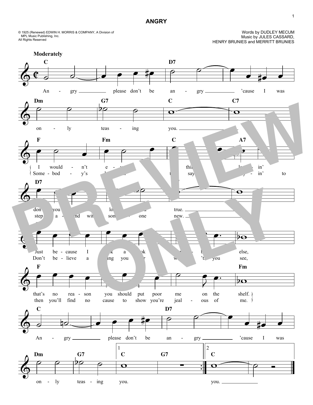 Jules Cassard Angry sheet music notes and chords. Download Printable PDF.