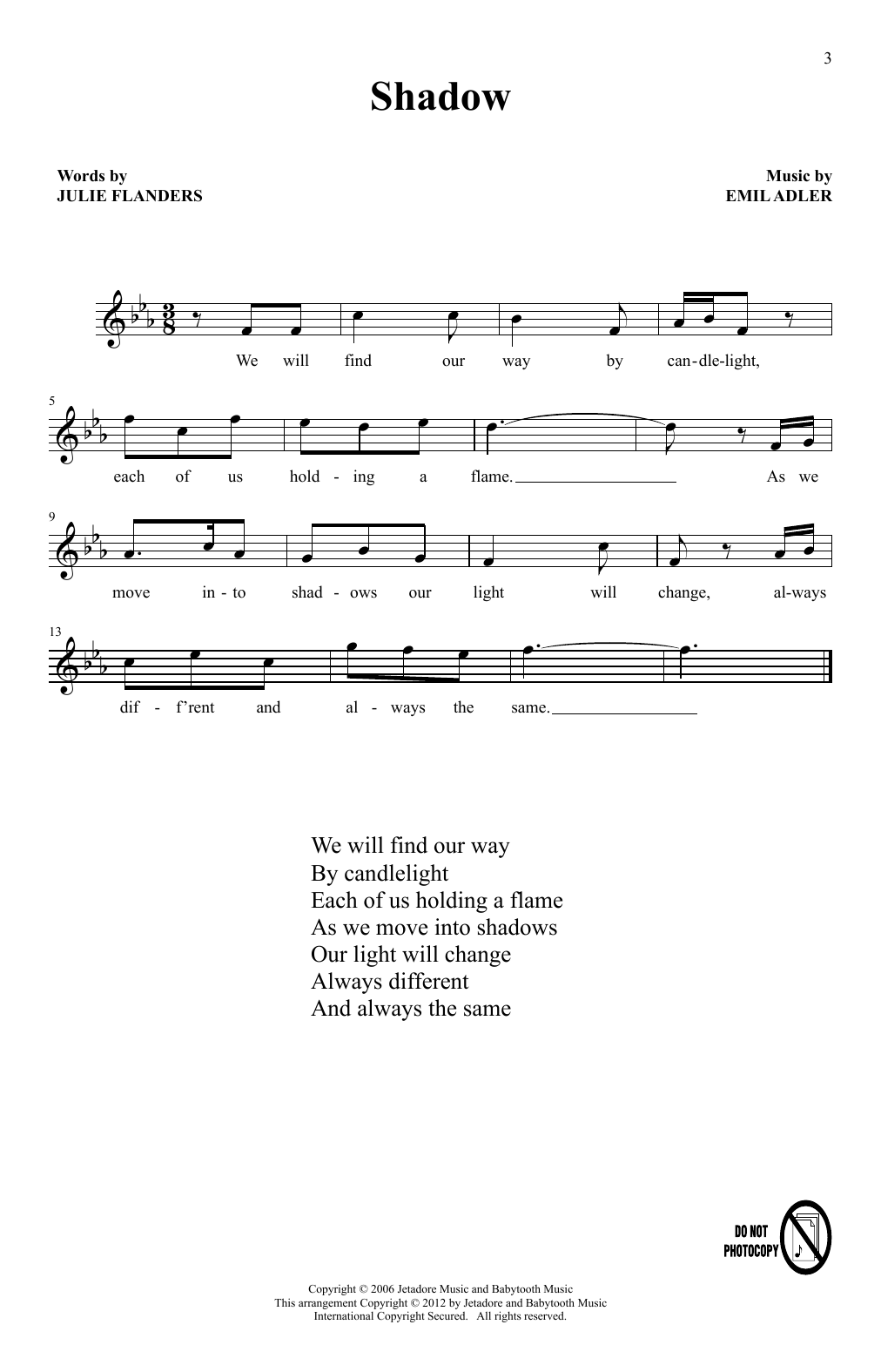 Learn to play Julie Flanders & Emil Adler Found (arr. Keiji Ishiguri) sheet music for Choir in minutes. Price: 6.9900$ Julie Flanders & Emil Adler Found (arr. Keiji Ishiguri) sheet music notes and chords arranged for Choir