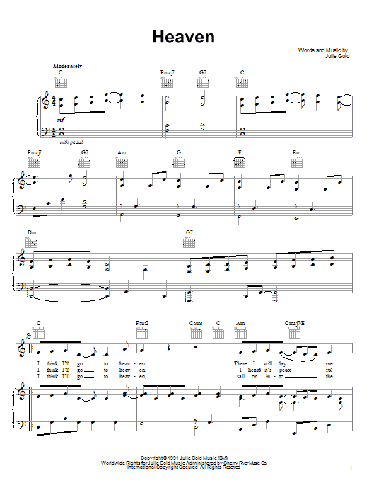 Julie Gold Heaven sheet music notes and chords. Download Printable PDF.