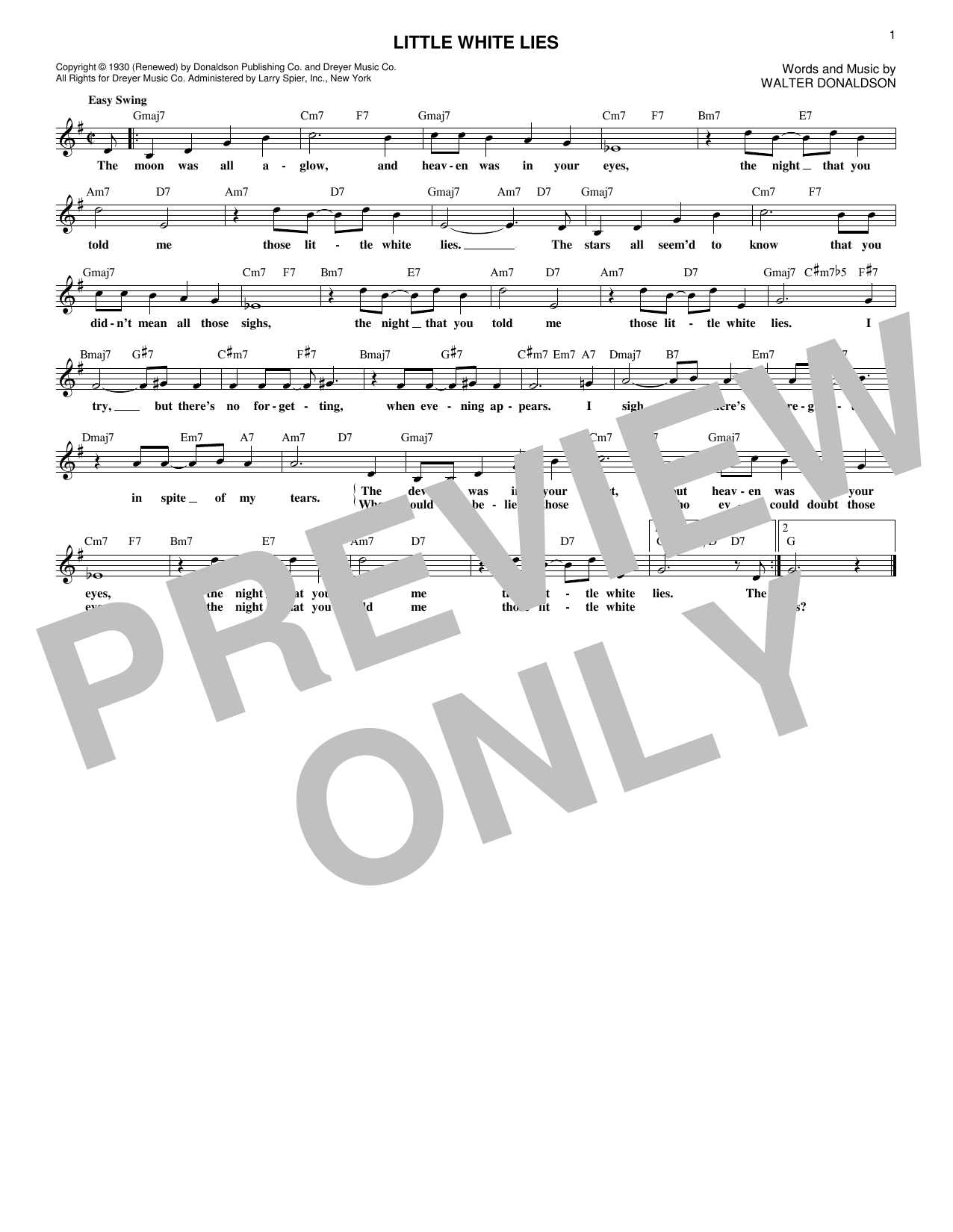 Learn to play Julie London Little White Lies sheet music for Lead Sheet / Fake Book in minutes. Price: 5.9900$ Julie London Little White Lies sheet music notes and chords arranged for Lead Sheet / Fake Book