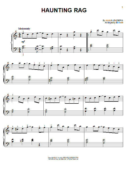 Learn to play Julius Lenzberg Haunting Rag sheet music for Easy Piano in minutes. Price: 6.9900$ Julius Lenzberg Haunting Rag sheet music notes and chords arranged for Easy Piano