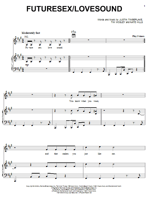 Justin Timberlake FutureSex/Lovesound sheet music notes and chords. Download Printable PDF.