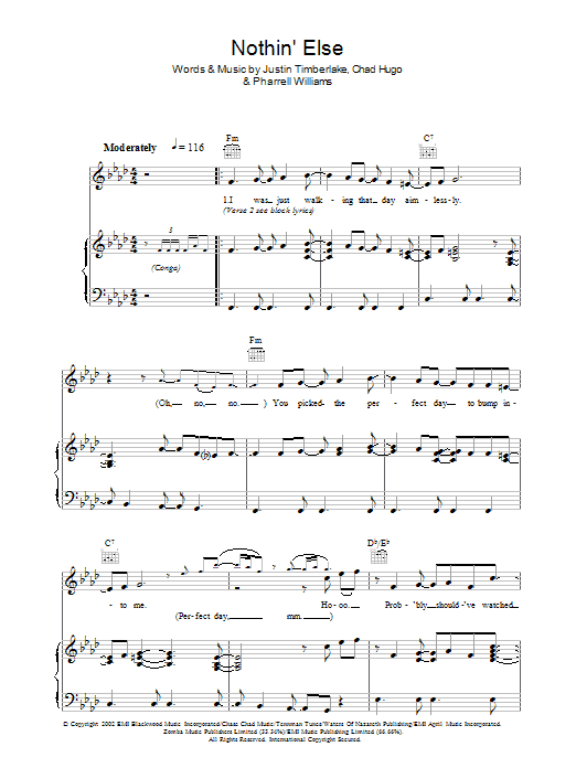 Justin Timberlake Nothin' Else sheet music notes and chords. Download Printable PDF.