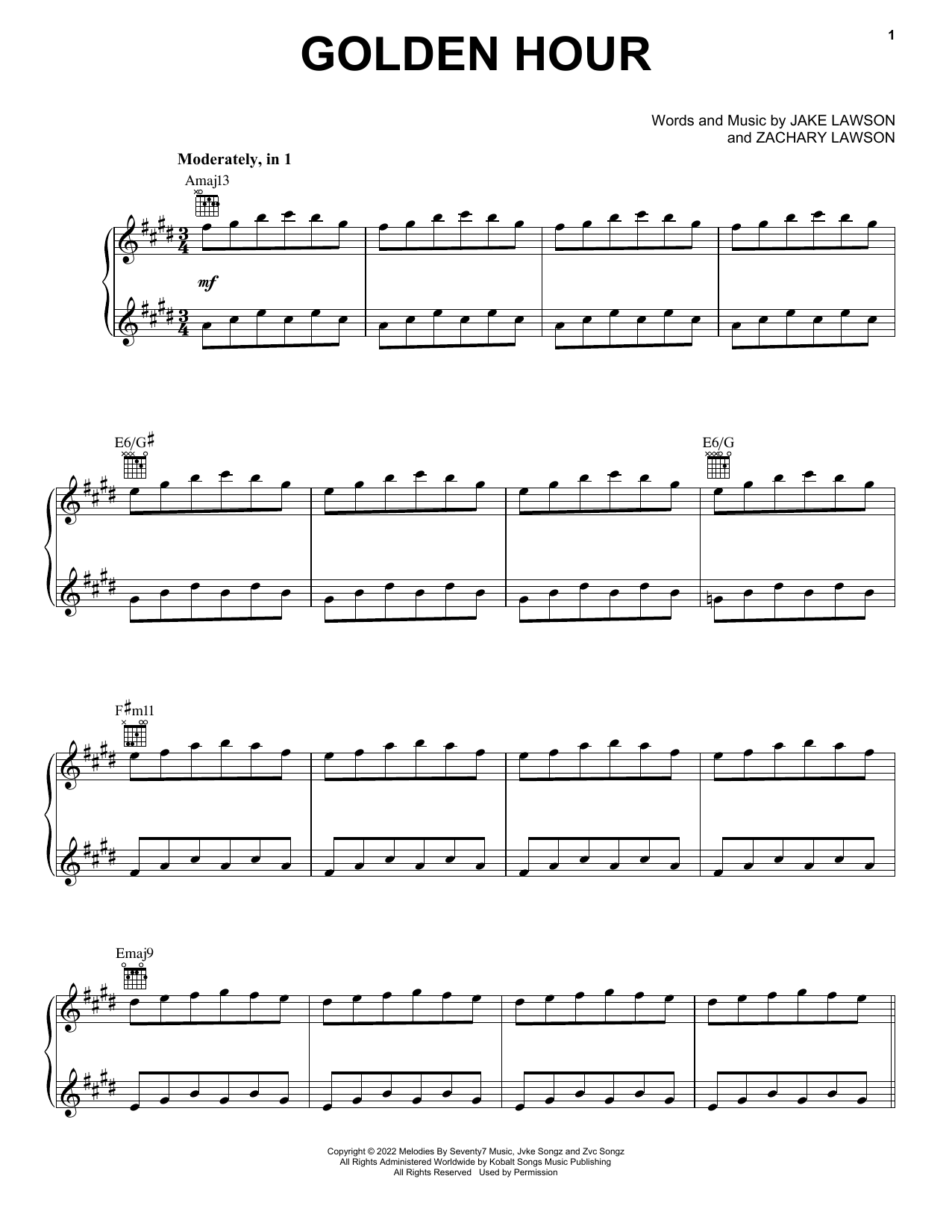 JVKE Golden Hour sheet music notes and chords. Download Printable PDF.