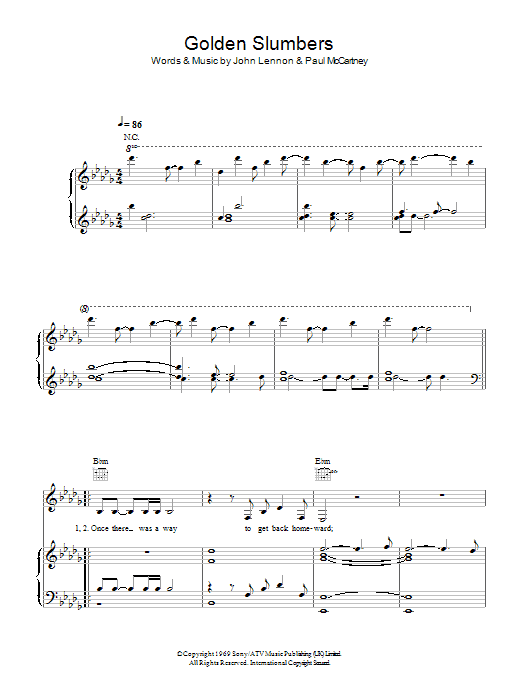 k.d. lang Golden Slumbers sheet music notes and chords. Download Printable PDF.